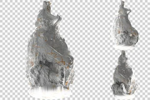 Sitting Bear statue in white marble and gold, perfect for social media and hi Stock Photos