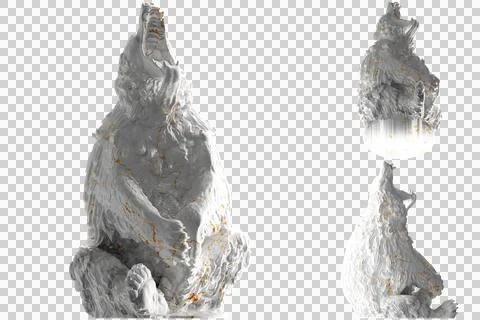 Sitting Bear statue in white marble and gold, perfect for social media and hi Stock Photos