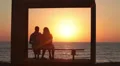 Sitting on the bench and saying goodbay to sun HD Footage