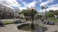 Sitting on benches in the Independence Square in Quito 4k or 4k+ Resolution