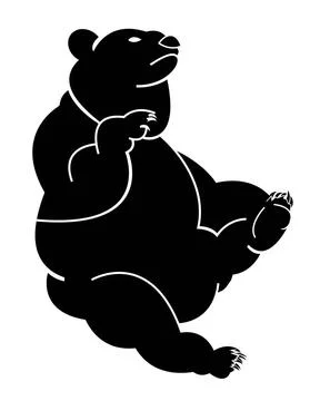 Sitting black Bear on white background. Illustration. Sitting black Bear o... Stock Photos
