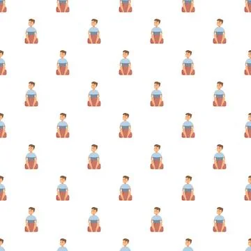 Sitting boy cartoon character repeating pattern illustration 스톡 일러스트