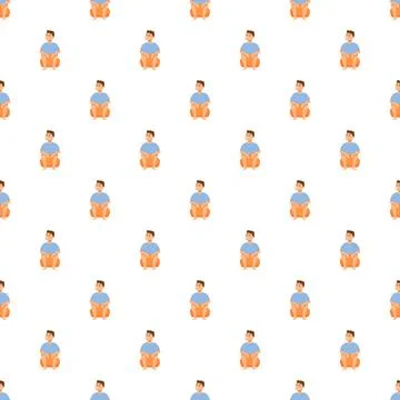 Sitting boy cartoon character repeating seamless pattern 스톡 일러스트