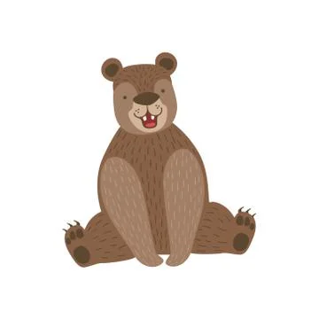 Sitting Brown Bear Smiling イラスト素材