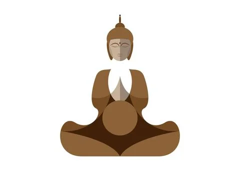Sitting Buddha isolated on white. Esoteric vector illustration. Vintage Stock Illustration
