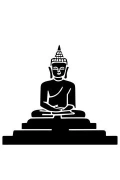 Sitting Buddha Statue Vector Illustration Isolated on White Background Stock Illustration