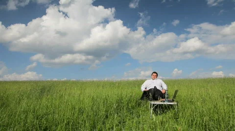 Sitting businessman Stock Footage 733222
