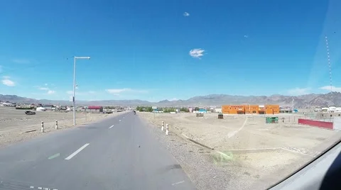 Sitting in the Car Someone Was Watching the Road Moving on it West Mongolian Stock Footage 60581173