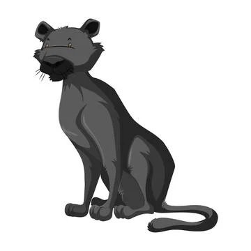 Sitting cartoon panther with a sly expression 스톡 일러스트
