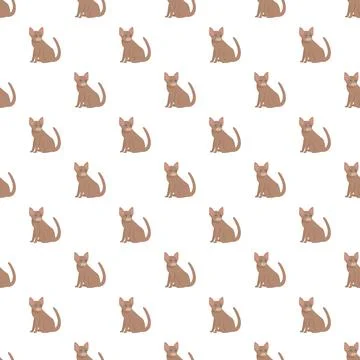 Sitting cats seamless pattern on white background Stock Illustration