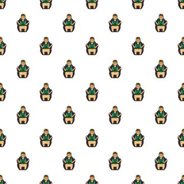 Sitting character seamless pattern on white background 스톡 일러스트