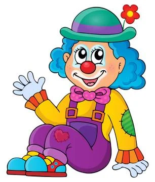 Sitting clown theme image - eps10 vector illustration. Stock Illustration
