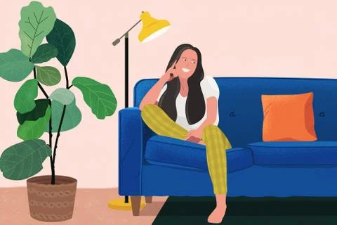 Sitting in couch Stock Illustration