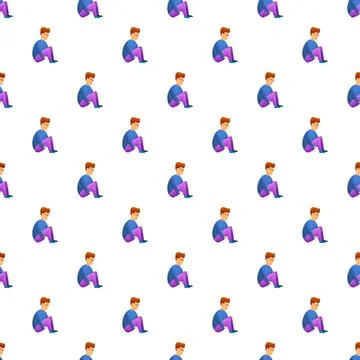 Sitting depressed cartoon man pattern illustrating sadness Stock Illustration