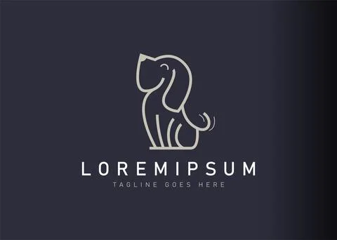 Sitting dog logo design. Vector illustration of a sitting dog that looks manl Stock Illustration