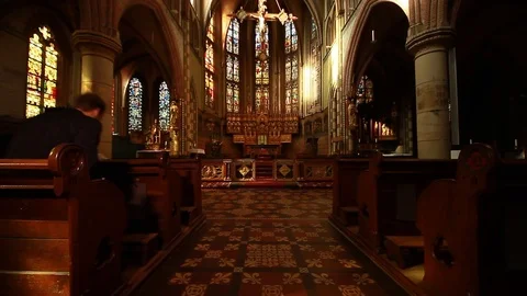 Sitting down in church Stock Footage 87201501