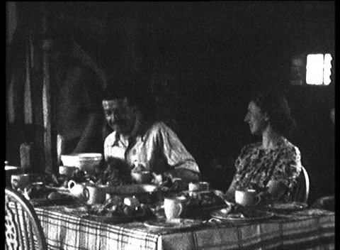 Sitting down to dinner 1932 Video stock 156747541