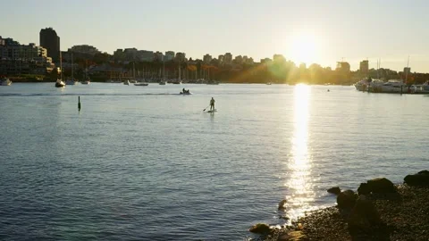 Sitting on the edge of Fraser river in a beautiful park Stock Footage 144465413