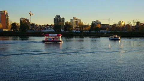 Sitting on the edge of Fraser river in a beautiful park 스톡 동영상 144465726