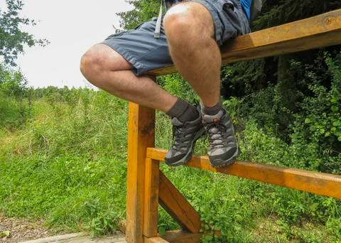 Sitting on a fence Foto stock