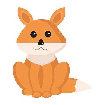 A sitting fox cub on a white background for use in a clipart Stock Illustration