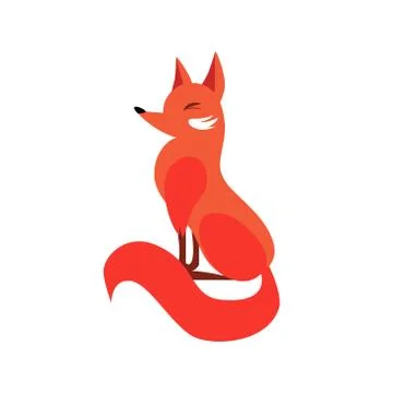 Sitting Fox In Flat Style. Vector Illustration Stock Illustration