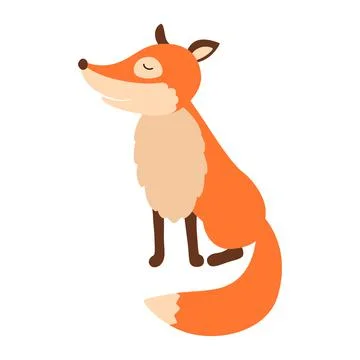 Sitting fox isolated on a white background. Stock Illustration