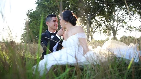 Sitting in The Grass Looking Into Her Eyes Stock-Footage 114887387