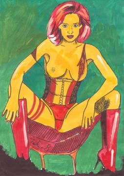 Sitting Lass Stock Illustration