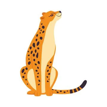 Sitting Leopard as Wild Cat with Long Spotted Body Vector Illustration 스톡 일러스트