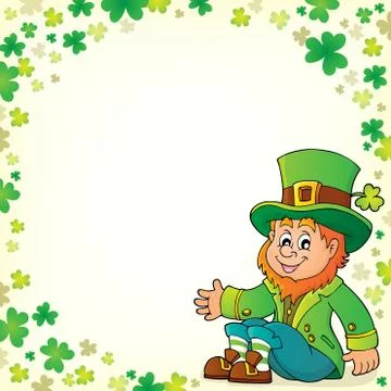 Sitting leprechaun theme image Stock Illustration