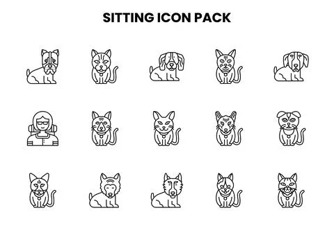 Sitting Line Vector Icons Pack Stock Illustration