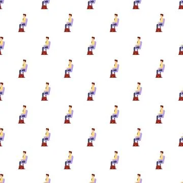 Sitting man character pattern and seamless background Stock Illustration