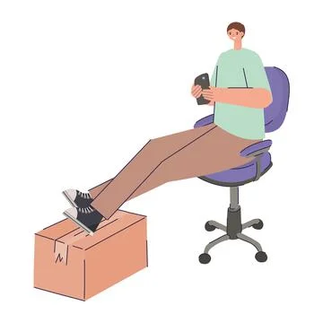 Sitting man procrastinating Stock Illustration