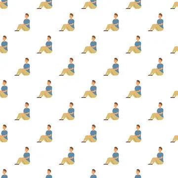 Sitting man repeat pattern creating seamless background Illustrazione stock