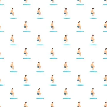 Sitting man seamless pattern on white background Stockillustratie