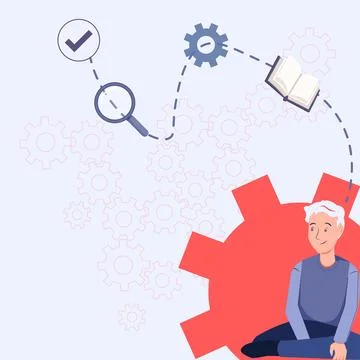 Sitting Man Thinking New Ideas. Businessman Reasoning Recent Concepts. Executive Stock Illustration