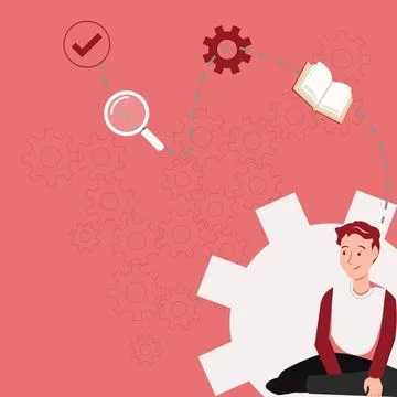 Sitting Man Thinking New Ideas. Businessman Reasoning Recent Concepts. Executive 스톡 일러스트