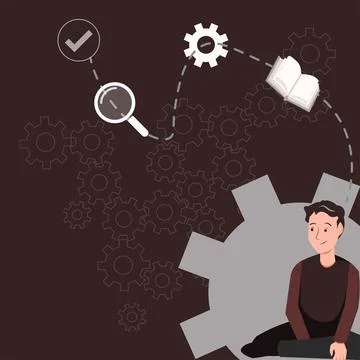 Sitting Man Thinking New Ideas. Businessman Reasoning Recent Concepts. Executive Stock Illustration