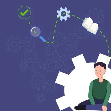 Sitting Man Thinking New Ideas. Businessman Reasoning Recent Concepts. Executive Stock Illustration