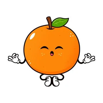 Sitting Mandarin Orange Cute Character Stock Illustration