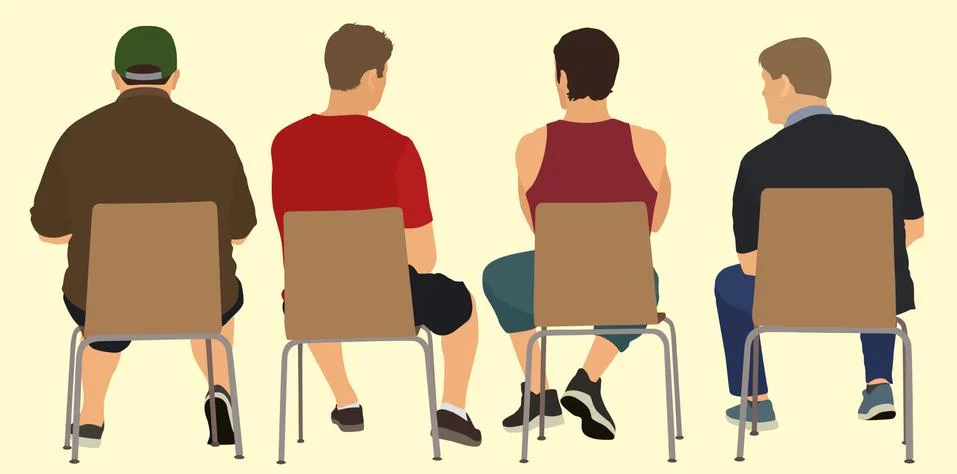Sitting  Men Viewed from behind Stock Illustration