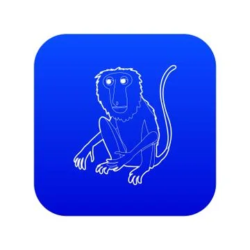 Sitting monkey icon blue vector Illustrazione stock