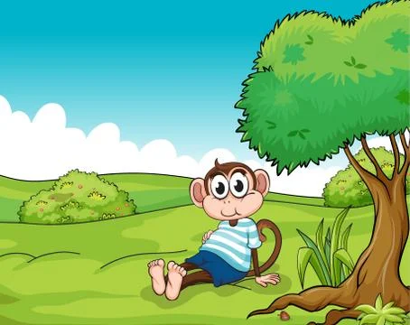 A sitting monkey Illustrazione stock