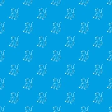 Sitting monkey pattern seamless blue Illustrazione stock