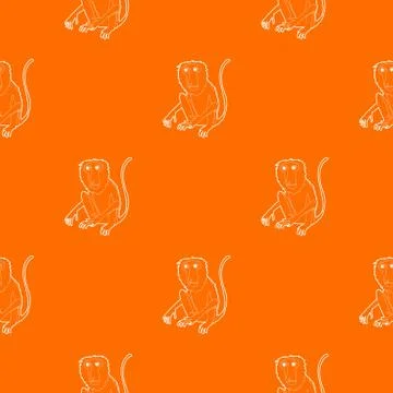 Sitting monkey pattern vector orange Stock Illustration