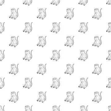 Sitting monkey pattern vector seamless Stock Illustration