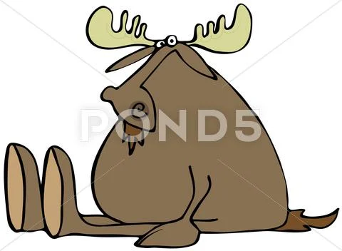 Sitting moose Stock Illustration