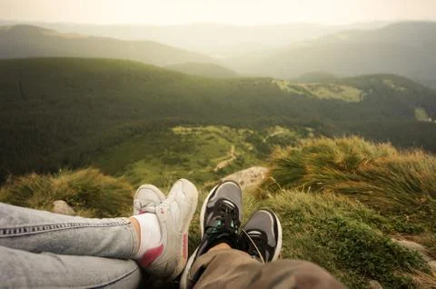 Sitting in mountains Stock Photos