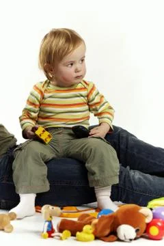 Sitting on mummy Stock Photos